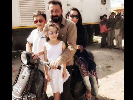 Photo Alert: Sanjay Dutt Takes Scooter Ride With Wife Maanayata & Kids In Agra!