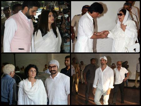 Aishwarya Rai, Abhishek, SRK, Aamir, Hrithik & Others Spotted At Vinod Khanna’s Prayer Meet [Pics]