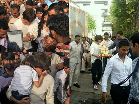 Shahrukh Khan Takes Part In Ganapati Visarjan With Gauri, Suhana & AbRam! View Pictures