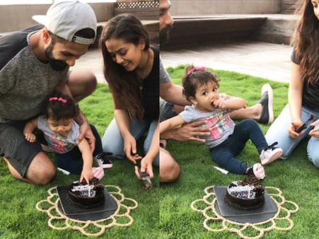 Shahid Kapoor Celebrates Mira Rajput's Birthday & Daughter Misha Eats Up The Cake! View Pictures