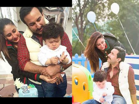 FIRST PICTURES! Birthday Boy Taimur Smears His Face With Cake, Strikes A Cute Pose With Saif- Bebo