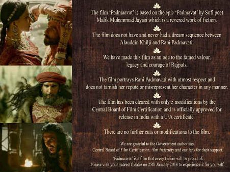 NO MORE CONTROVERSY PLEASE! Padmaavat Makers Release An Ad Full Of 'Disclaimers' To Prevent Uproar
