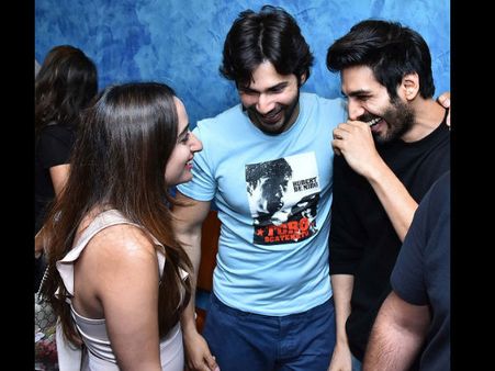 Kartik Aryan Aka Sonu Meets Varun Dhawan Ki 'Sweety' Natasha Dalal & Their Picture Will Crack You Up