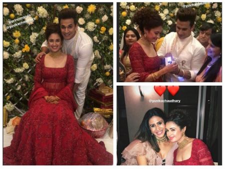 Prince Narula & Yuvika Chaudhary Look Stunning At Ring Ceremony; Kishwer Merchant Attends (PICS)