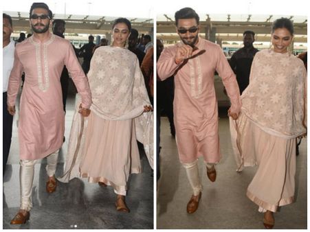 Deepika Padukone & Ranveer Singh Spotted Walking Hand-in-hand At The Bangalore Airport!