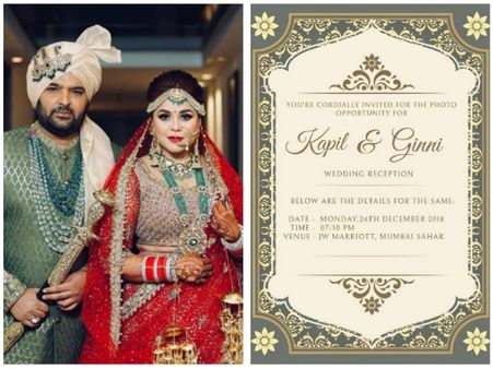 Kapil Sharma & Ginni Chatrath’s Wedding Reception Date Revealed; Take A Look At The Invite!