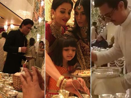Shahrukh Khan, Aamir Khan, Aishwarya Rai Bachchan Serve Food To Guests At Isha Ambani's Wedding!