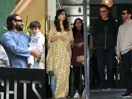 Taimur, Saif Ali Khan & Kareena Kapoor Hoist Flag At Their Apatment; Sonam & Anil Kapoor Spotted