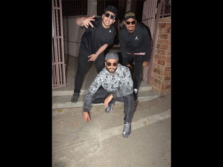 Ranveer Singh Poses With The OG Gully Boys; Ranveer, Divine & Naezy Spotted At A Recording Studio