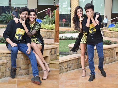 Luka Chuppi Stars Kriti Sanon And Kartik Aaryan Have fun During Promotions: See Pictures