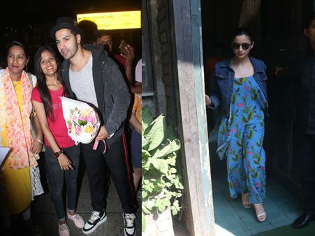 Varun Dhawan Receives Flowers From A Fan At Airport; Alia Bhatt Goes Out For Sunday Lunch