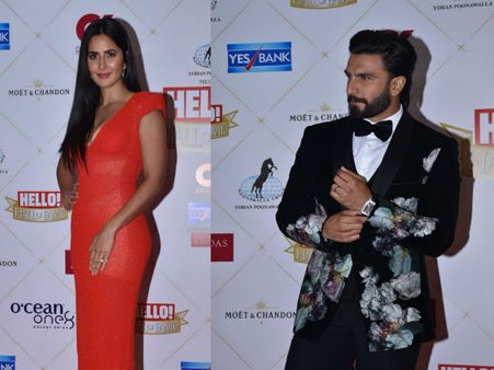 Hello! Hall Of Fame 2019: Ranveer Singh Looks Dapper, Katrina Kaif Dons A Lovely Coral Dress