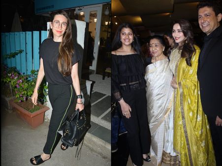 Madhuri Dixit Looks Gorgeous As She Poses With Asha Bhosle; Karishma Kapoor After A Salon Session