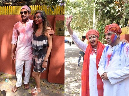 Farhan Akhtar & Shibani Dandekar Play Holi At Shabana Azmi’s Holi Party: VIEW PICS!