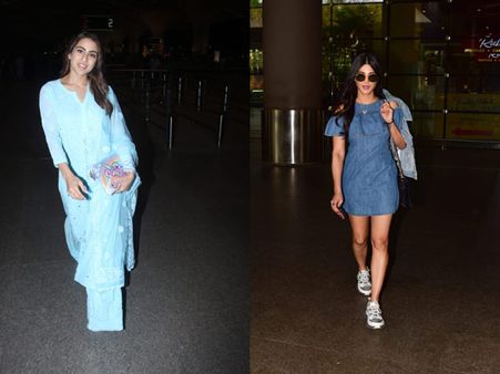 Sara Ali Khan Looks Lovely In Blue At The Airport; Shruti Hassan Opts For Denim For Her Airport Look