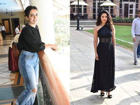 Sunny Leone Looks Stunning In Black At An Event; Sanya Malhotra Promotes Photograph