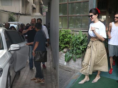 Jacqueline Fernandez Looks Beautiful When Snapped At A Café; Sanjay Dutt Also Spotted