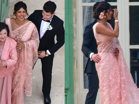 Priyanka Chopra Steals The Show In A Dreamy Pink Sari At Joe Jonas- Sophie Turner's Wedding!