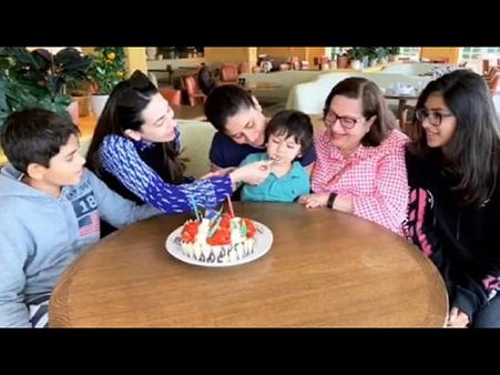 This Photo Of Taimur Ali Khan Enjoying Karisma Kapoor's Birthday Cake Is All Things Cute!