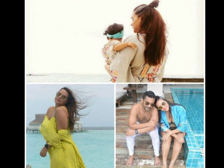 Neha Dhupia Shares Gorgeous Maldives Vacay Pictures With Adorable Baby Mehr & Hubby Angad Bedi!