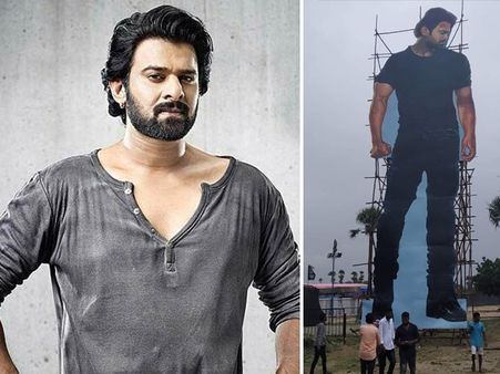 Saaho Celebrations Begin: Fans Place 70-Feet Cutout Of Prabhas At An Event