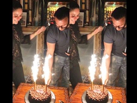 Inside Saif Ali Khan's Birthday Celebrations: Kareena Is All Smiles As Hubby Cuts Birthday Cake