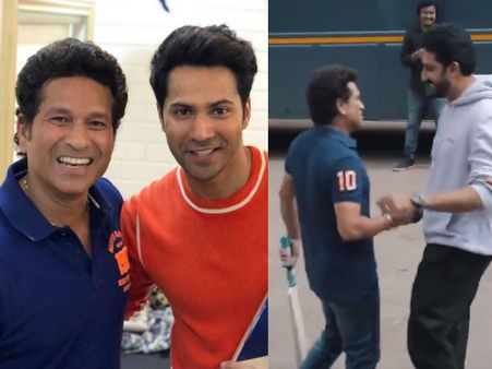Video: Varun Dhawan & Abhishek Bachchan Join Sachin Tendulkar For A Round Of Gully Cricket!