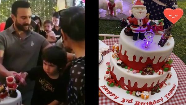 Taimur Ali Khan's Birthday Celebrations: Saif-Kareena's Little One Cuts A Santa Claus Cake [VIDEO]