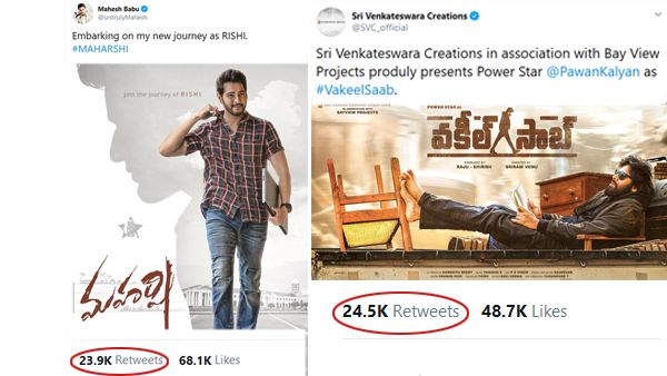 Vakeel Saab Becomes The Most Tweeted First Look Beating Mahesh's Maharshi; Congrats Power Star Fans!