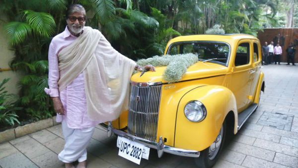 Amitabh Bachchan Is All Smiles As He Poses With His New Yellow Vintage Car