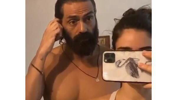 Arjun Rampal’s Girlfriend Gabriella Demetriades Trims His Beard; ’Time To Let It Go’ Says The Actor