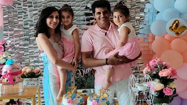 Karanvir Bohra And Teejay Sidhu Ring In Twins Vienna And Bella's 4th Birthday With A Colourful Party
