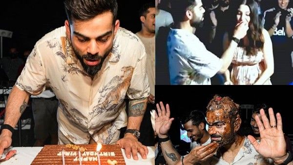 Virat Kohli's Birthday Celebrations: Cricketer Cuts Cake; Plants A Kiss On Wife Anushka's Cheek