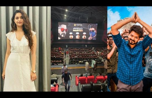 Keerthy Suresh Is Thrilled As She Watches Master FDFS; Netizens Ask ‘Where Is Social Distancing?’