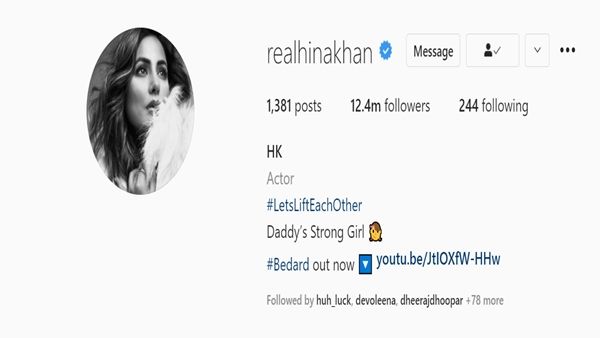 Hina Khan Mentions Herself As ‘Daddy’s Strong Girl’ In Her Instagram Bio