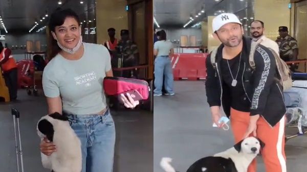 KKK 11: Shweta Tiwari & Rahul Vaidya Receive Grand Welcome From Dog Named ‘Rampal’ At Mumbai Airport [Videos]