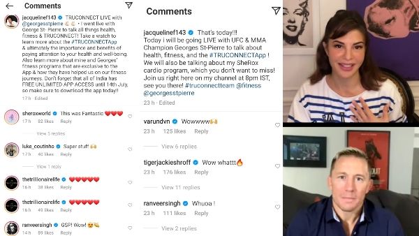 Jacqueline Fernandez Hosts Live Session With Georges St-Pierre; Ranveer Singh, Tiger, Varun Dhawan React