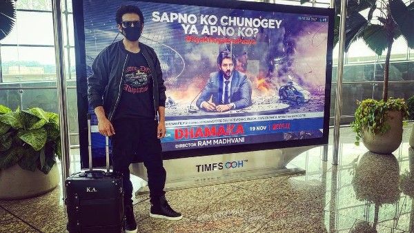 After Dhamaka Release, Kartik Aaryan Leaves For Shehzada Shoot