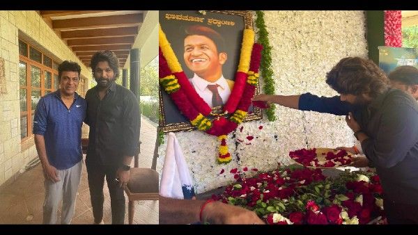 Allu Arjun Pays Tribute To Puneeth Rajkumar At His Memorial In Bengaluru, Meets Late Actor's Family