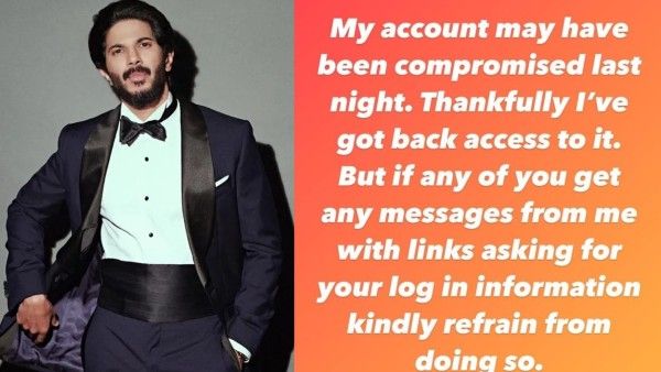 Dulquer Salmaan's Instagram Account Gets Hacked, Urges Fans To Ignore Messages Asking Log In Information