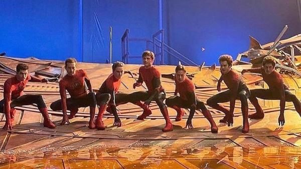Tom Holland, Andrew Garfield, Tobey Maguire Pose With Stunt Doubles In Viral Pic From Spider-Man: No Way Home