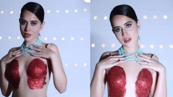 Urfi Javed Goes Topless Once Again, Sets The Internet On Fire By Applying Red Glitter Paint On Her Body; WATCH