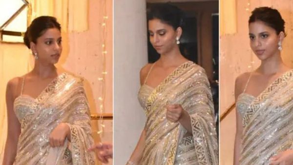 Suhana Khan Attends Manish Malhotra's Diwali Bash Draped In Saree, Netizens Say 'Resembles Deepika Padukone'
