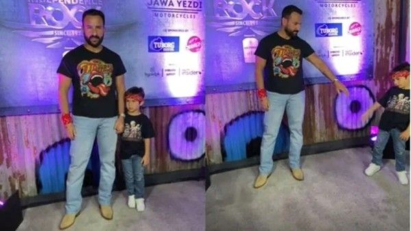 Saif Ali Khan And Son Taimur Twinned In A Musical Concert