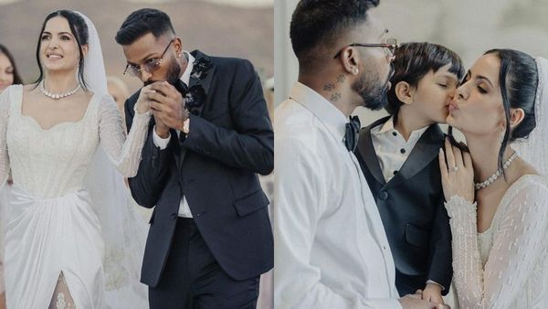 Hardik Pandya, Natasa Stankovic Share Kiss Of Love With Son Agastya As They Get MARRIED Again - WEDDING PICS