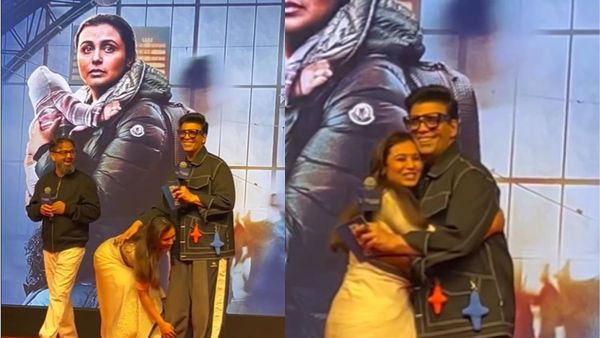 Rani Mukerji TEASES Karan Johar By Touching His Feet At Mrs Chatterjee Vs Norway Event. See Video