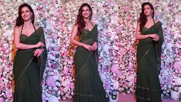 Disha Patani Enchants Fans In Green Embroidered Saree Worth Lakhs At Arpita Sharma's Eid Bash. See PICS