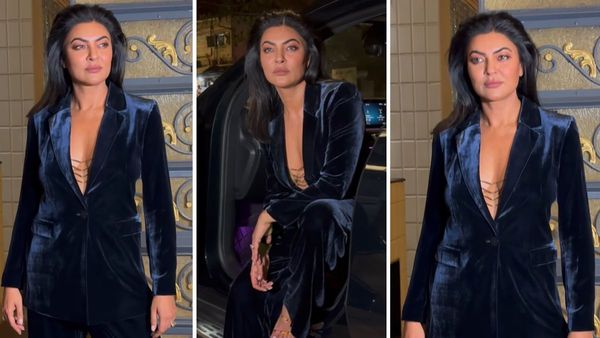 Sushmita Sen In BOLD Velvet Pantsuit With Deep Neck Blazer, Netizens Say, ‘Botox Se Face Par Swelling..'