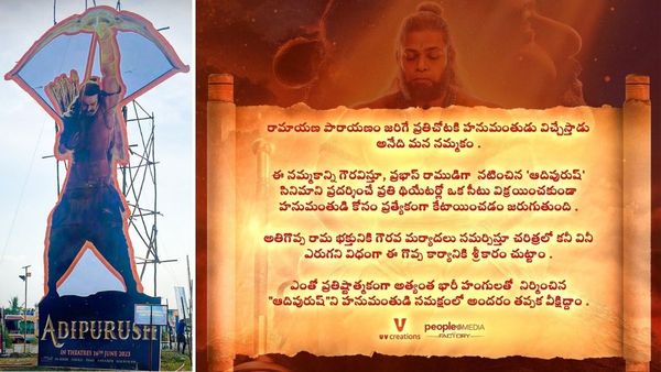 Prabhas' Adipurush Production House Announces An Empty Seat For 'Anjaneyar'; Netizens Call It 'Divine Gesture'