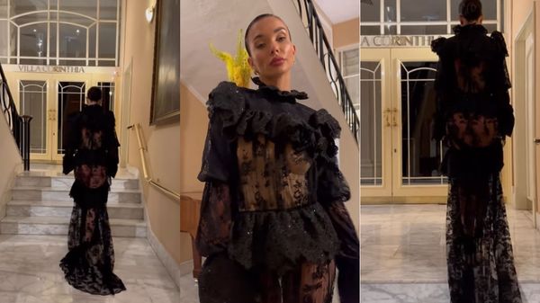 SEXY! Amy Jackson Puts Her B**BS & Butt On Display in Risque Lacy Sheer Statement Gown; Check VIRAL Video